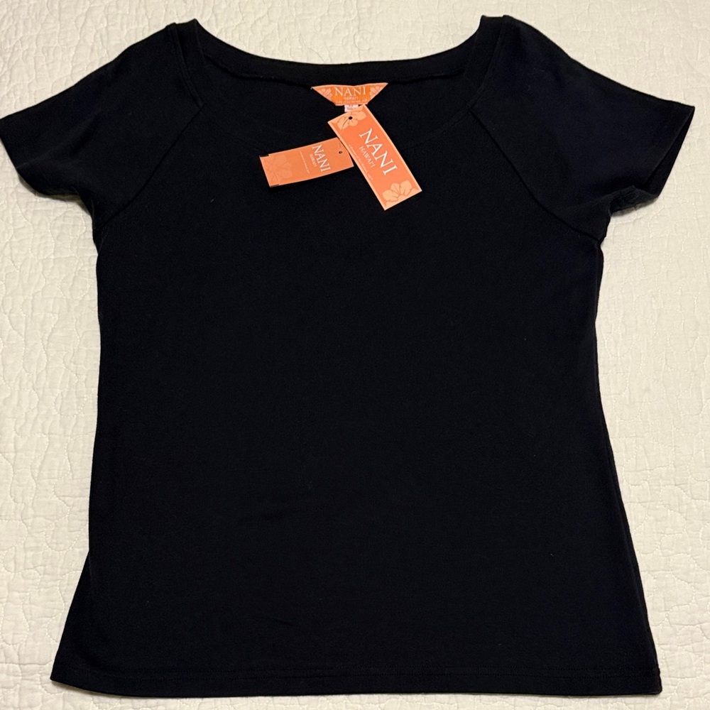 NANI HAWAII 100% Cotton Women's Black Top NWT M